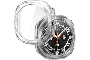 JULK 2 Pack for Galaxy Watch Ultra Screen Protector, Tempered Glass Face Cover with Case for Samsung Watch Ultra 47mm, Reliable Case Compatible with Samsung Galaxy Watch Ultra 47mm [2 Transparent]