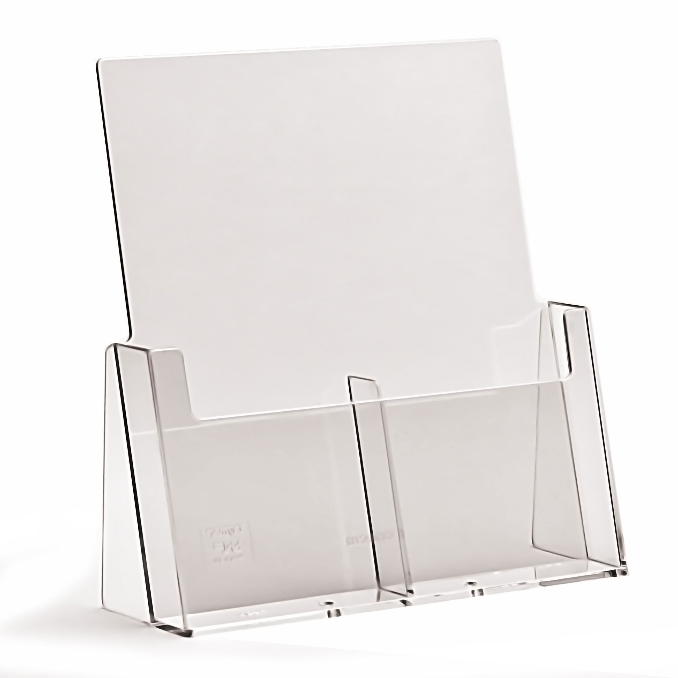 Taymar 2-Side Leaflet Dispenser with 2 Pockets, Clear Plastic, 233mm (W) x 85mm (D) x 249mm (H), Customizable, Information Display, Promotional Materials — image 1