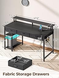 Rolanstar Computer Desk with Power Outlets & LED