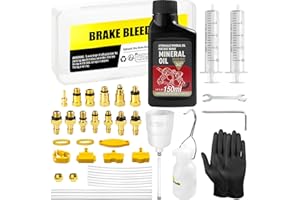 BIBOKLTIY Brake Bleed Kit for Shimano, TEKTRO, TRP Hydraulic Disc Brakes, Bike Brake Bleed Kit with Brass Connector, 150 ML Mineral Oil Brake Fluid