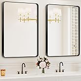 Bathroom Mirrors for Over Sink,2Pcs 24x36Inch Vanity Mirrors for Wall,Black Metal Frame Rectangle Mirrors for Bathroom,Farmhouse,Restroom,Hangs Horizontally or Vertically