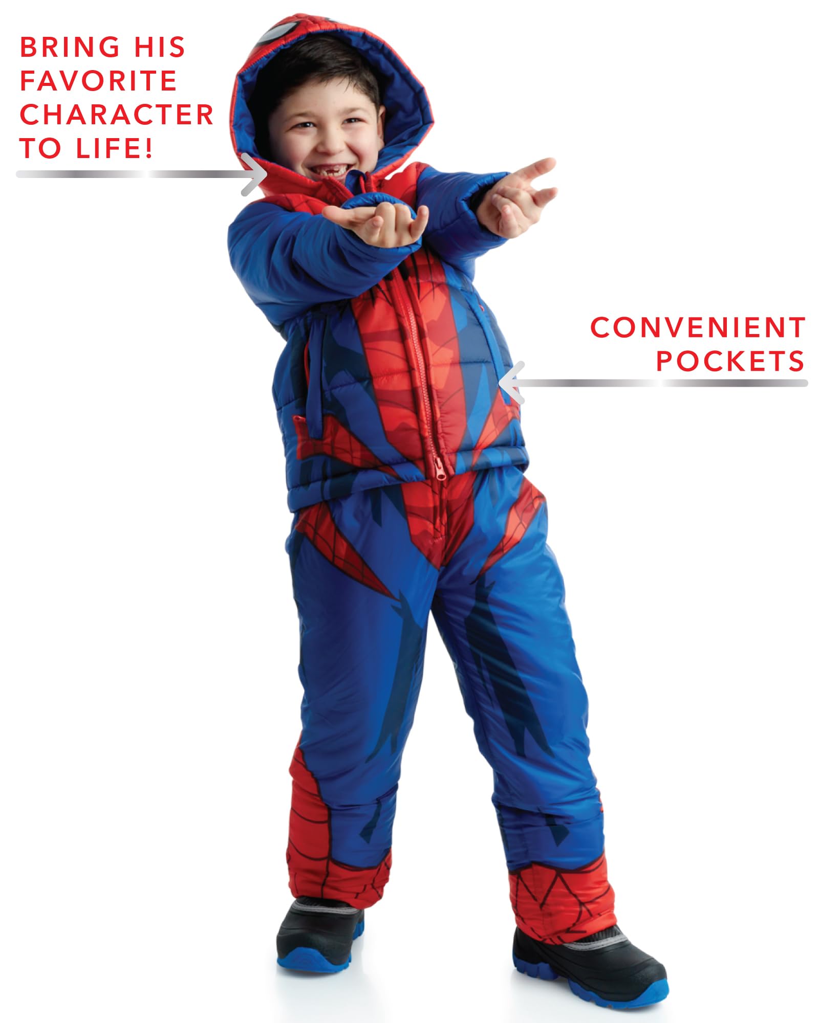 Marvel Spider-Man Boys Snow Suit Set - 2 Piece Insulated Boys Winter Coat Ski Jacket & Ski Pants Bib Overalls for Toddlers