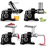 Cold Press Juicer Machines, AMZCHEF 5 in 1 Slow Masticating Juicer with Slicer/Shredder Attachment, Juice and Vegetable Extra