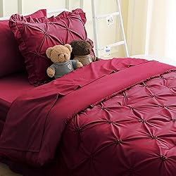 JOLLYVOGUE Dark Red Twin Size Comforter Sets 5