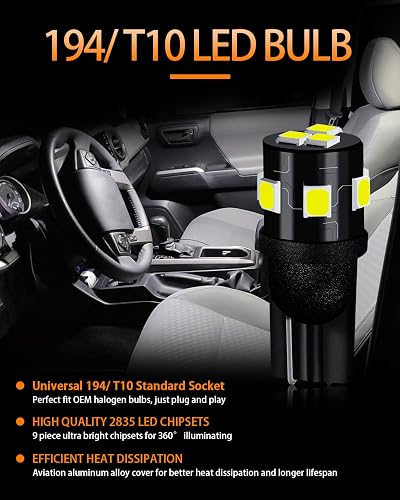LED Interior Light Kit For 2007–2011 Toyota Camry – 13-Piece White Bulbs + Tool For Map, Dome, License Plate Lights - View #2