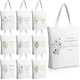 Huhumy 10 Pcs Christian Tote Bags for Women Mother's Day Church Bible Verse Canvas Tote Bag Inspirational Religious Gift(Floral)