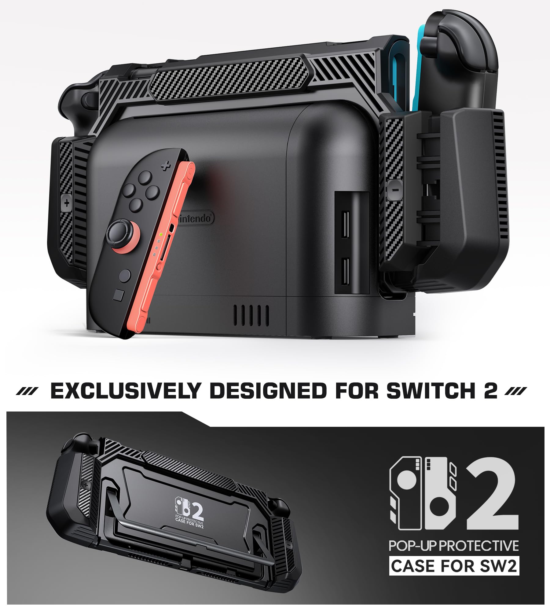 BEBONCOOL GAMING Dockbare Hülle für Nintendo Switch 2, Schutzhülle für Nintendo Switch 2 mit Dockfunktion, inklusive Schnellverschluss für die Joy-Cons und ergonomischem Griff,Schwarz 7