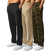 Ultra Performance 3 Pack Mens Sweatpants, Wide Leg Open Bottom Lounge Sweat Pants for Men