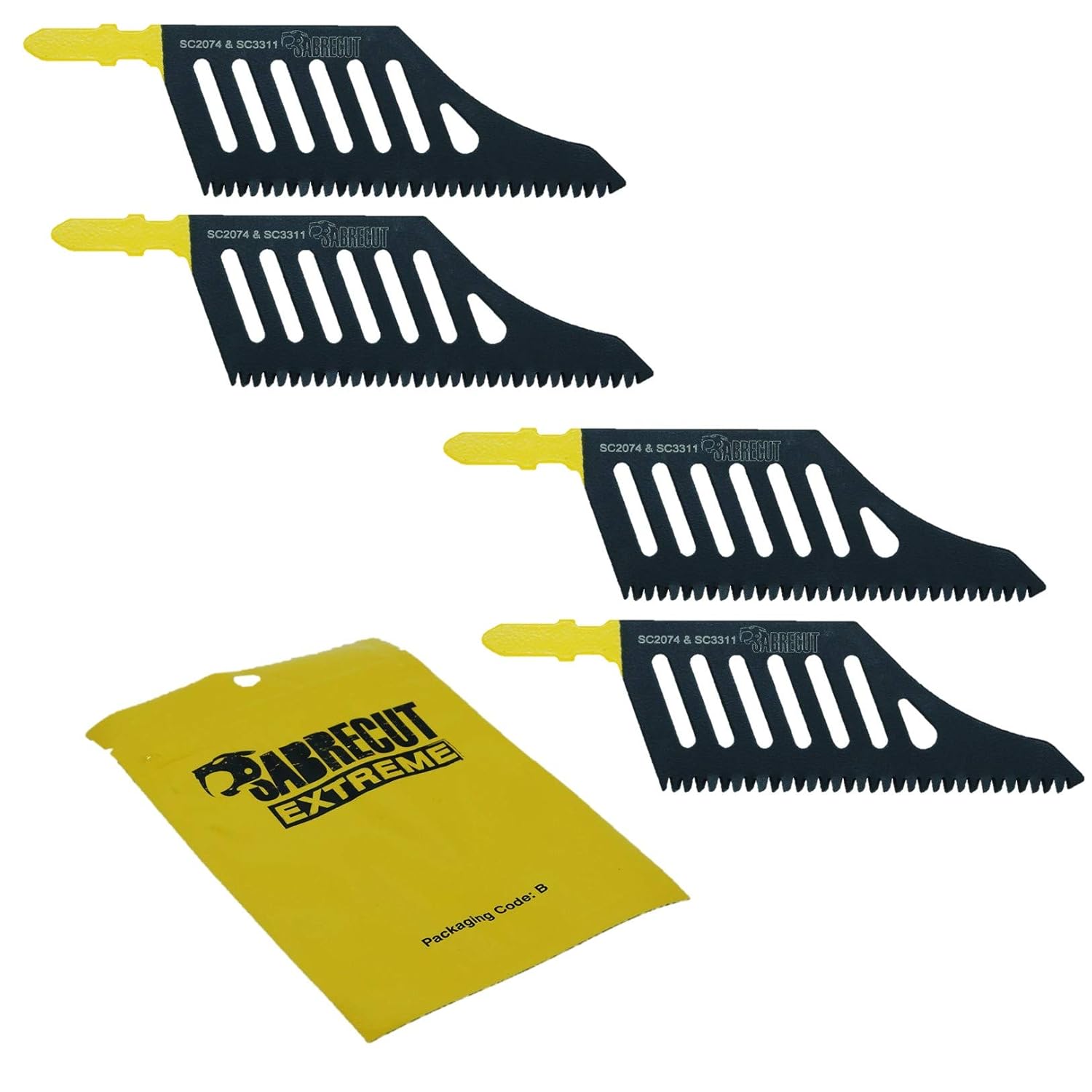 4 x SabreCut JSSC2074_4 T Shank HCS Wood Flush Cutting DT2074 Jigsaw Blades, Black