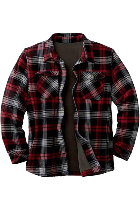 Flannel Jackets for Men No Hood Warm 