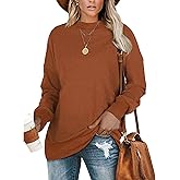 PLMOKEN Plus Size Sweatshirts for Women Casual Long Sleeve Round Neck Shirts tunic tops for Leggings M-4XL