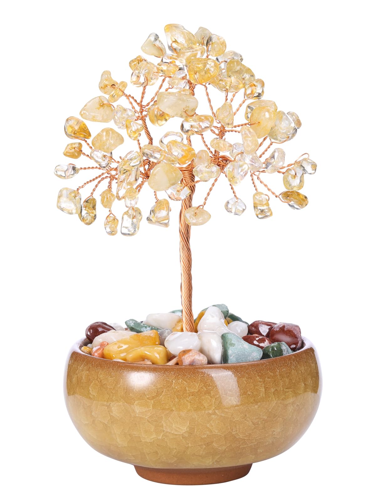 JSDDE Citrine Crystal Tree Reiki Healing Crystals Stone Figurines Tumbled Stones Money Tree Gifts