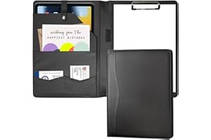 Portfolio Folder Padfolio with A4 Clipboard, PU Leather Portfolio Clipboard Business Binder Writing Clip Board Organizer for 