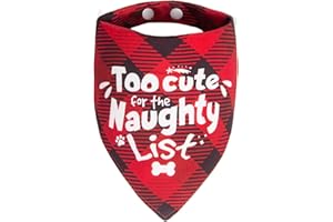 ICEMOOD Christmas Dog Bandanas Naughty & Nice Idea Funny Holiday Stocking Pet Scarf Gifts - Too Cute for The Naughty List, Re