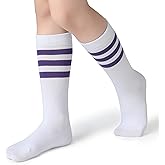 Pareberry Boys Girls Over the Calf Striped Tube Socks Cotton Soft Retro Athletics Socks for Kids Age 4-9
