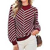 Theenkoln Women Striped Fall Sweater:Crew Neck Long Sleeve Color Block Casual Loose Pullover Knit Tops