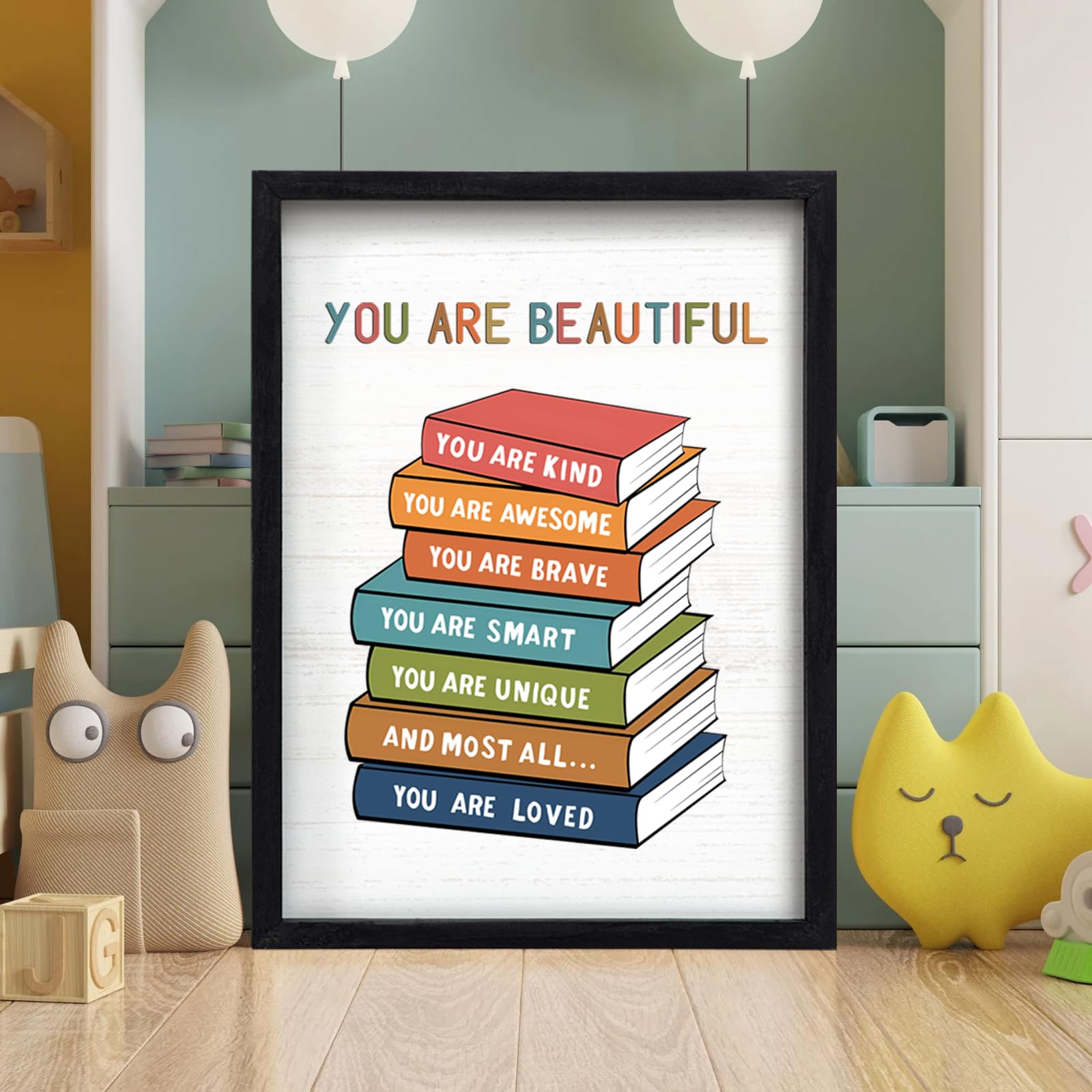 Photo 1 of [chipped on top] Inspirational Wall Decor, Large Mental Health Wall Art, School Education Hanging Wood Signs for Classroom Decorations Preschool Supplies Bedroom Nursery Dorm
