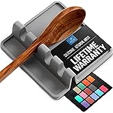 Zulay Kitchen Sillicone Spoon Rest for Stove Top, Kitchen Gadgets, Gray | Heat-Resistant Drip Pad, BPA-Free Spoon Holder for Kitchen Counter, Cooking Spoon Holder for Ladles, Tongs, Spatula - Gift