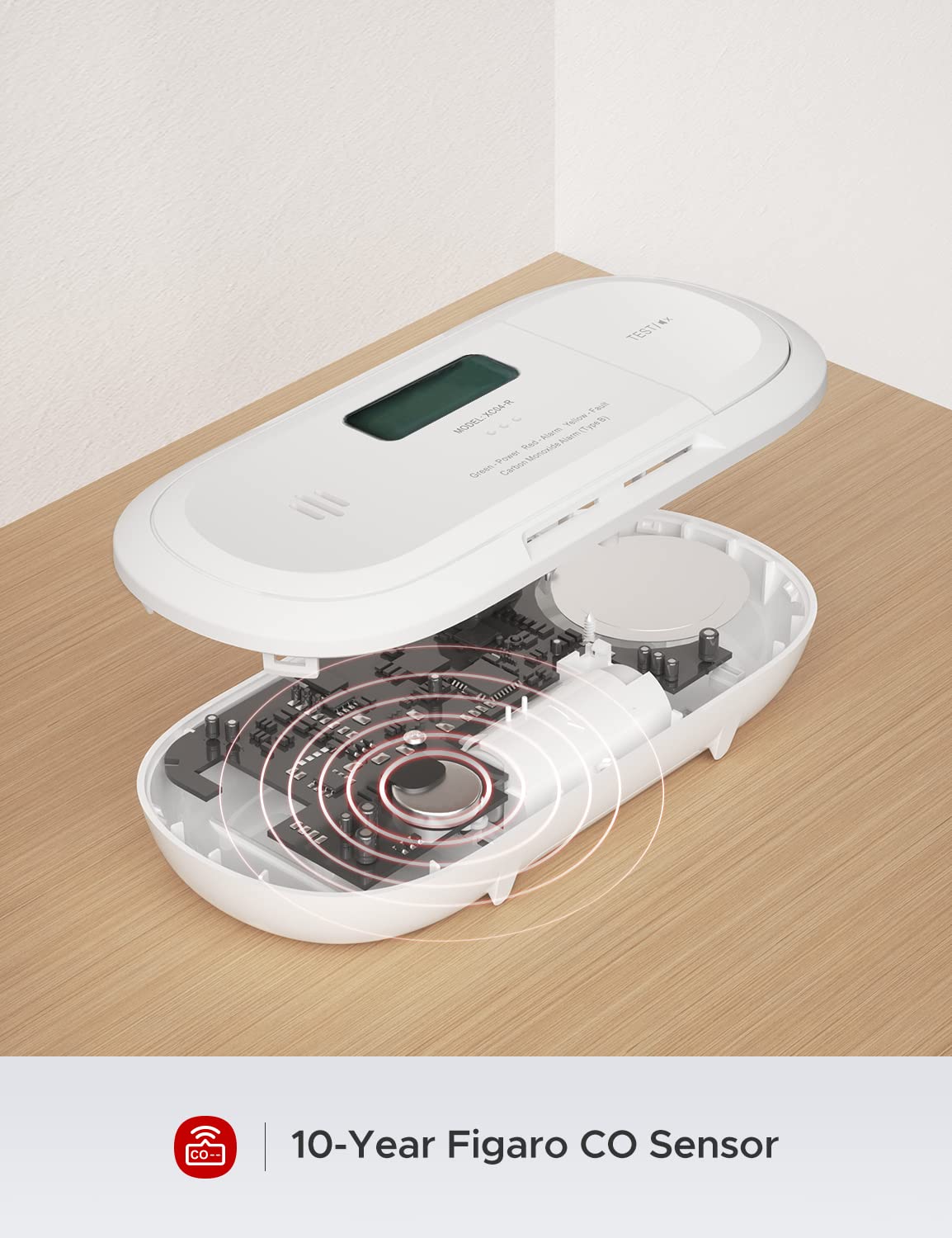 X-Sense CO Melder mit Spitzenwert Speicher, Kohlenmonoxidmelder, Akkurater Sensor mit 10 Jahre Batterie & LCD Display, TÜV Zertifiziert nach EN 50291, XC04-R 2