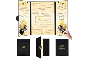 HILAVO Retirement Gifts for Men Women Black Gold Happy Retirement Guest Book to Sign in Officially Retired Signature Guestbook Alternative Farewell Going Away Memory Card Board Keepsake Party Decorations