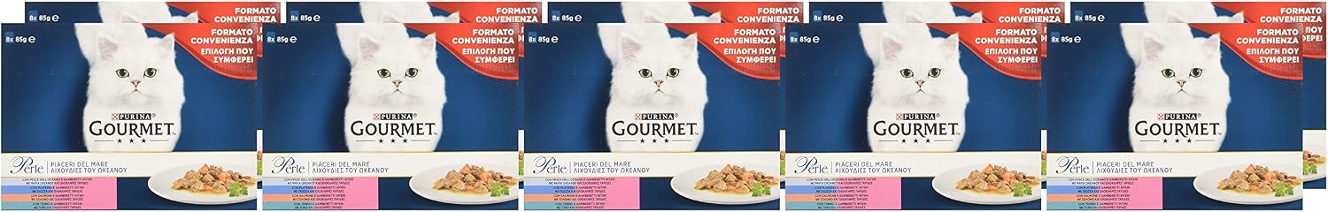 Gourmet Perle Piaceri del Mare Wet Food for Adult Cats Snacks with Salmon Platessa, Tuna and Ocean Fish 80 Bags of 85 g - Image 5