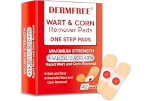 DERMFREE Wart Corn Remover Pads for Toes Feet, 42 Count 40% Salicylic Acid Extra Strength Bandages, Corn Callus Wart Remover Cushions Patches for Plantar Foot, Safe Effective Treatment Removal for Men Women