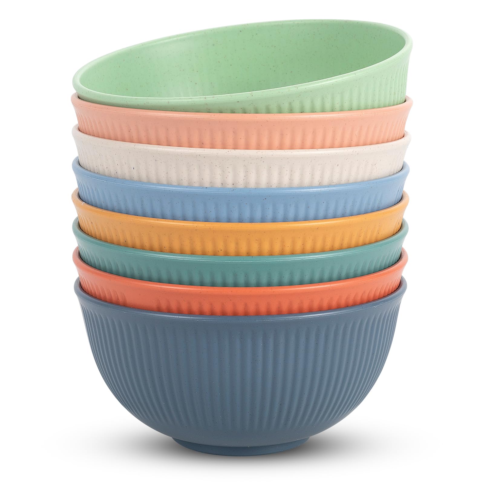 Dyserbuy Unbreakable Cereal Bowls Set of 8, 655ML Plastic Cereal Bowls, Dishwasher & Microwave Safe, Lightweight Reusable Bowl for Rice Noodle Soup Snack Salad Fruit
