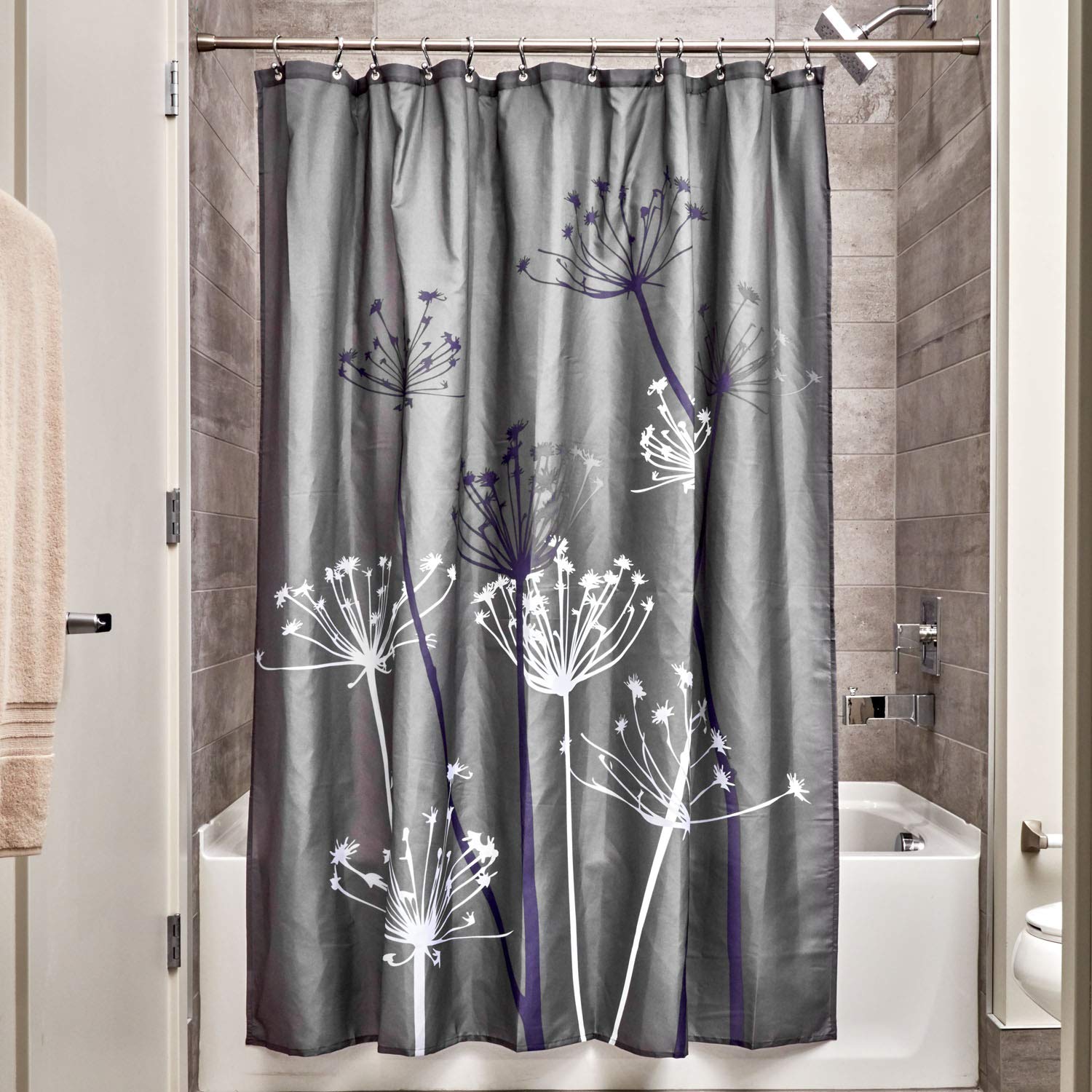 InterDesign Thistle Shower Curtain, High Bathtub Curtain, Made of