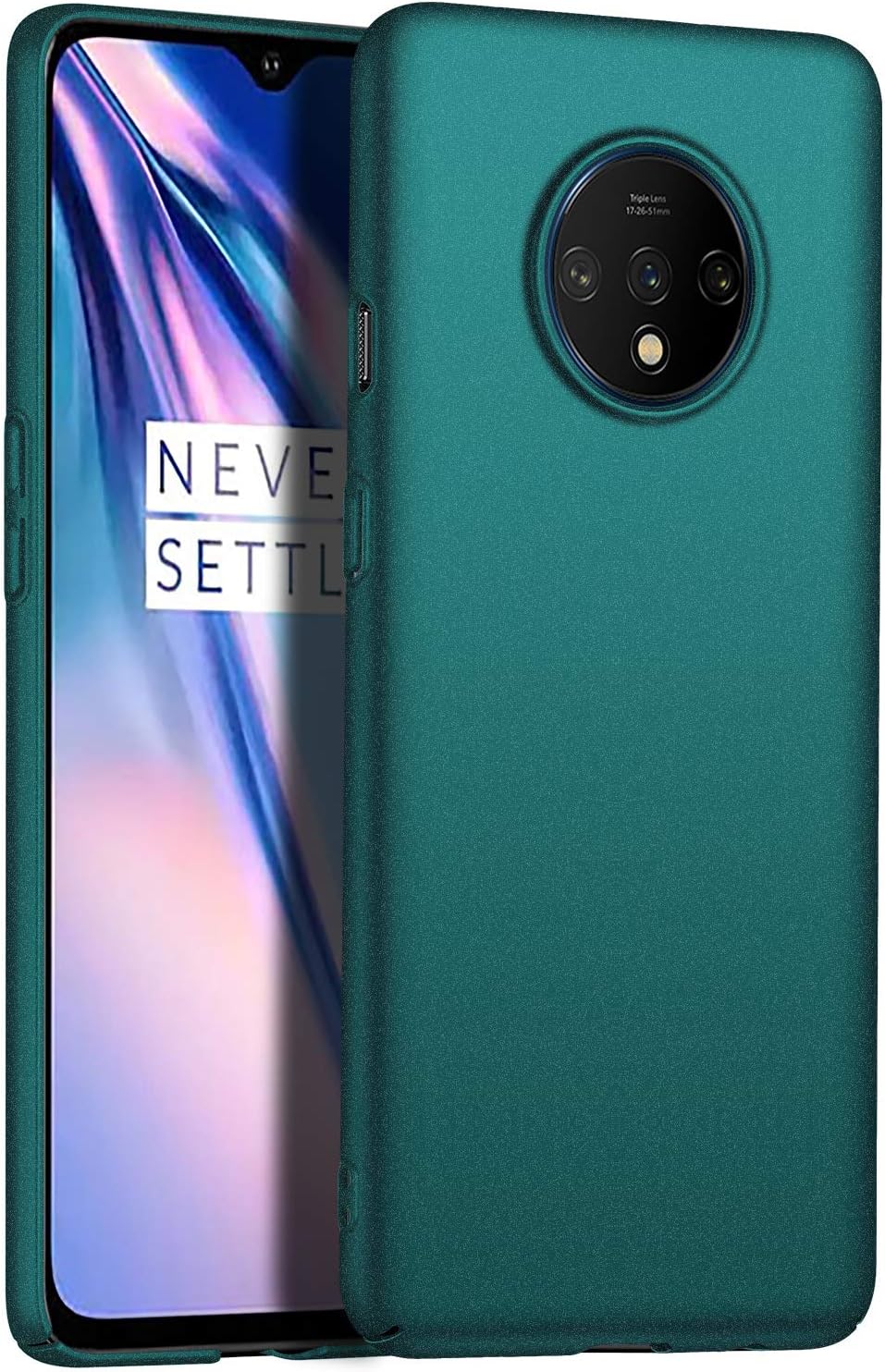 1SourceTek Compatible For Oneplus 7T Phone Case [Colorful Series] [Ultra-Thin] [Anti-Drop] Premium Material Slim Full Protection Cover For Oneplus 7T (Gravel Green)