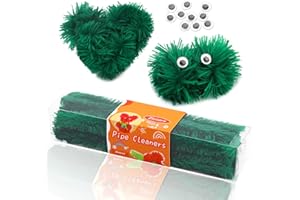 ZLULARY Green Pipe Cleaner, Pipe Cleaners Craft, 30mm Super Chunky Chenille Stems, Pipe Cleaner for Beginners DIY Arts Crafts Decorations