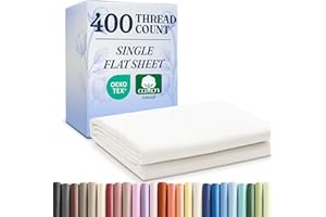 CGK UNLIMITED Queen 400 Thread Count 100% Cotton Flat Sheet - Comfortable, Cooling & Breathable Cotton - Top Flat Sheet Only - Luxury Hotel Quality Bedding - Extra Soft and Comfy - Easy Care, Wrinkle Free - White