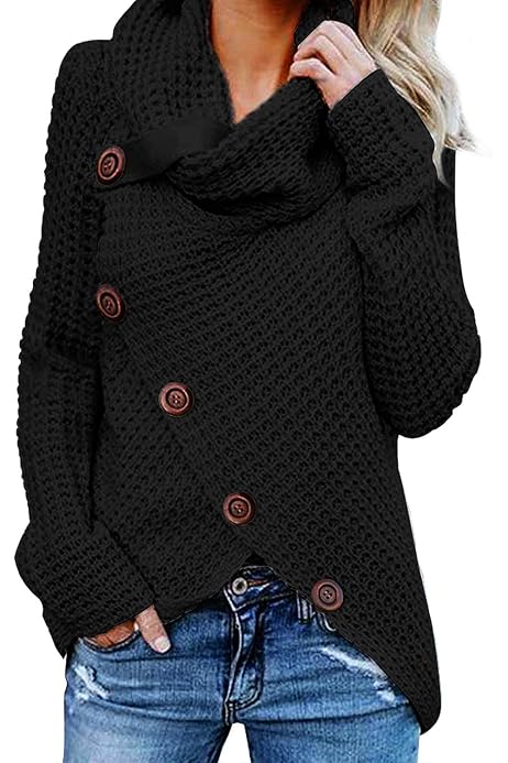 Asymmetric Hem Wrap Sweater Jumper 