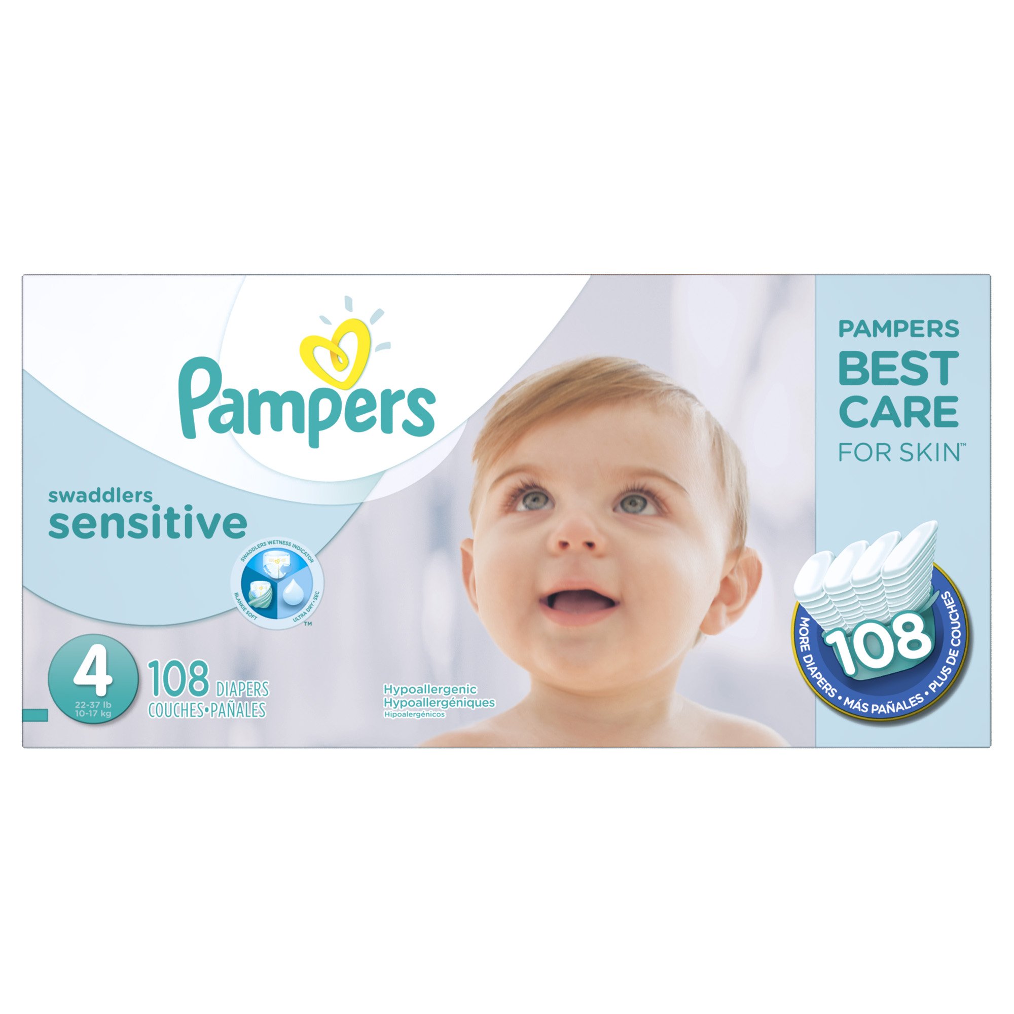 Diapers Size 4, 108 Count Pampers Swaddlers Sensitive