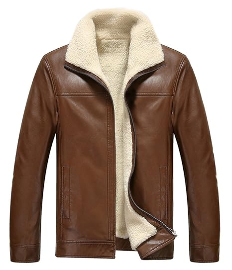 WSAZM Herren Hochwertig Dickes Winter Warm Schafspelz Schaffell Leder Mäntel Jacken Pelzkragen Parka Pelz Faux Lambswool Futt