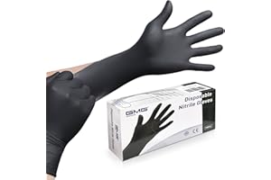 GMG SINCE1988 Nitrile Exam Gloves, Black Disposable Gloves,Nitrile Gloves Large 100,4 mil No Latex Gloves