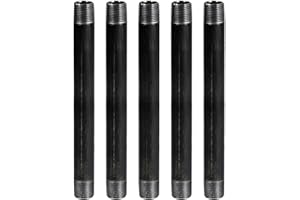 SupplyGiant 3/4 x 24 Inch Black Steel Pipe, Heavy Duty Industrial Malleable Iron Pipes, Pre Cut Threaded Nipple Great For All DIY Furniture And Black Pipe Shelving