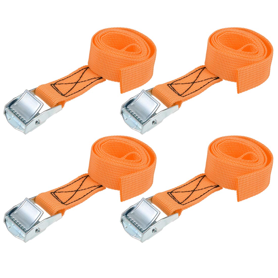 sourcing map Tie Down Strap Cam Buckle Lashing Strap 1" x 2.6Ft 550lb 250Kg Load Polypropylene for Moving Securing Cargo, Orange, Pack of 4