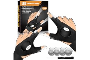 Biuonk LED Flashlight Gloves, Christmas Stocking Stuffers Gifts for Men, White Elephant Gifts for Adults Men