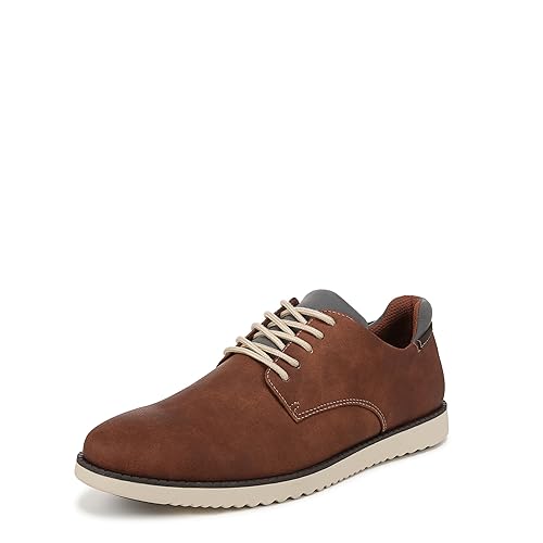 Dr. Scholl's Men's Sync Plain Toe Dress Casual Oxford, Dark Brown Fearless, 9.5 Wide US