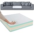 HOMBYS Memory Foam Couch Cushion Replacement, High Density Upholstery Foam Wrapped with Memory Foam & Polyester Batting, Sofa Cushions Inserts with Dacron Fiber Layer,with Removable Cover,6"x24"x27"