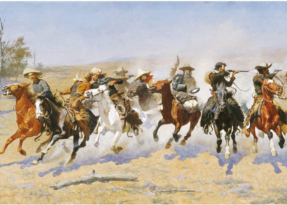 Puzzles For Adults Jigsaw Puzzles 1000 Pieces For Adults Kids– Western Cowboy Horse Scene Oil Painting Style Jigsaw Puzzle Game Toys Gift