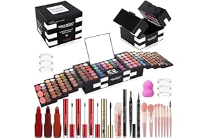 MISS ROSE M 148 Colors Makeup Pallet,Professional Makeup Kit for Women Full Kit,All in One Makeup Sets for Women&Beginner,include Eyeshadow,Lipstick,Eyeliner,Concealer,makeup brush(045 Set-Black)