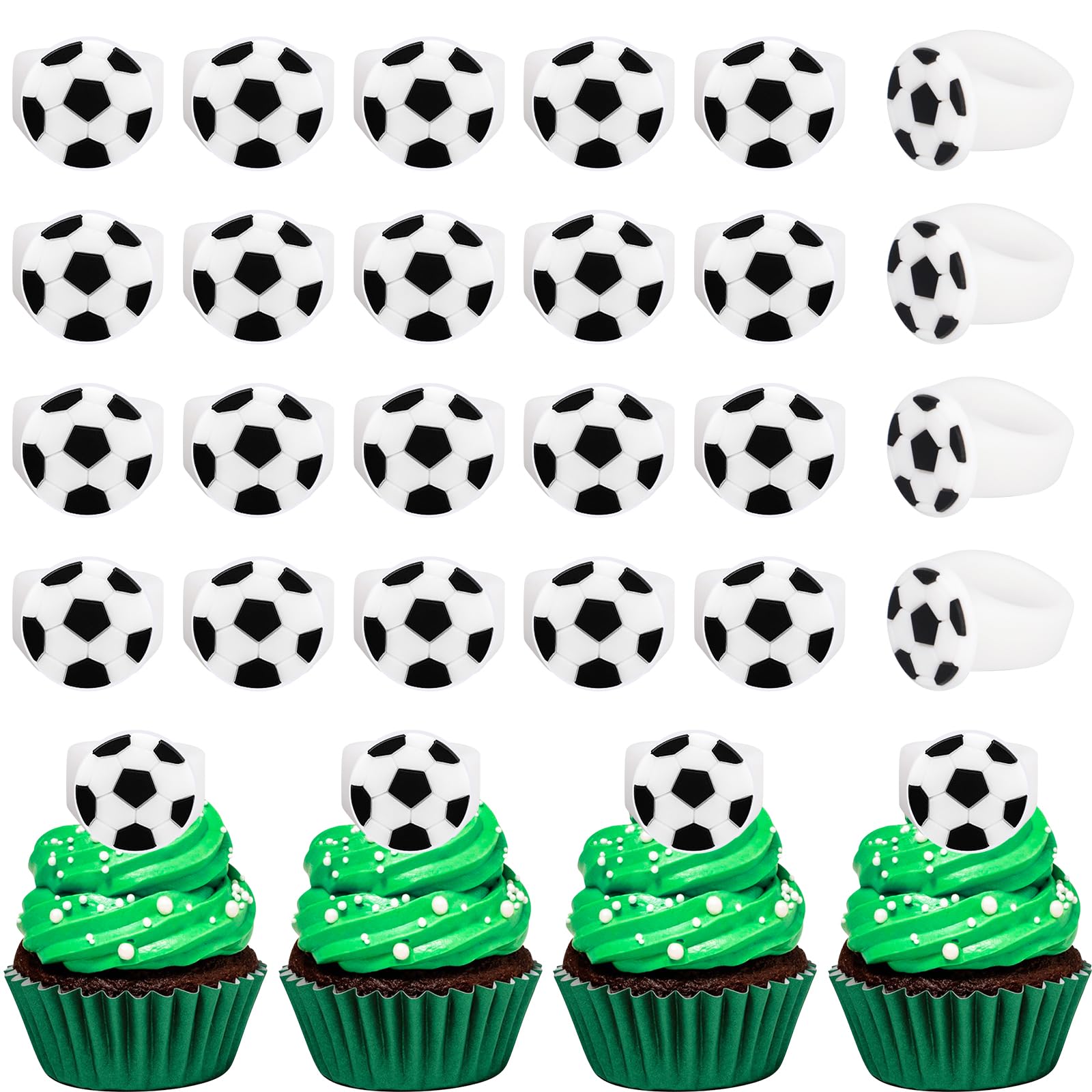 Photo 1 of 30pcs Soccer Cupcake Toppers Sports Cupcake Toppers Picks for Kids Baby Shower Sport Theme Party Decorations Supplies(Soccer)