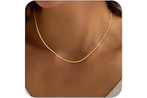 ASHINE 18K Gold Box Chain Necklace for Women, 1mm Italian Lobster Clasp Chains, Dainty & Sturdy Necklace with Silver Polishing Cloth Available in 16-36 Inch
