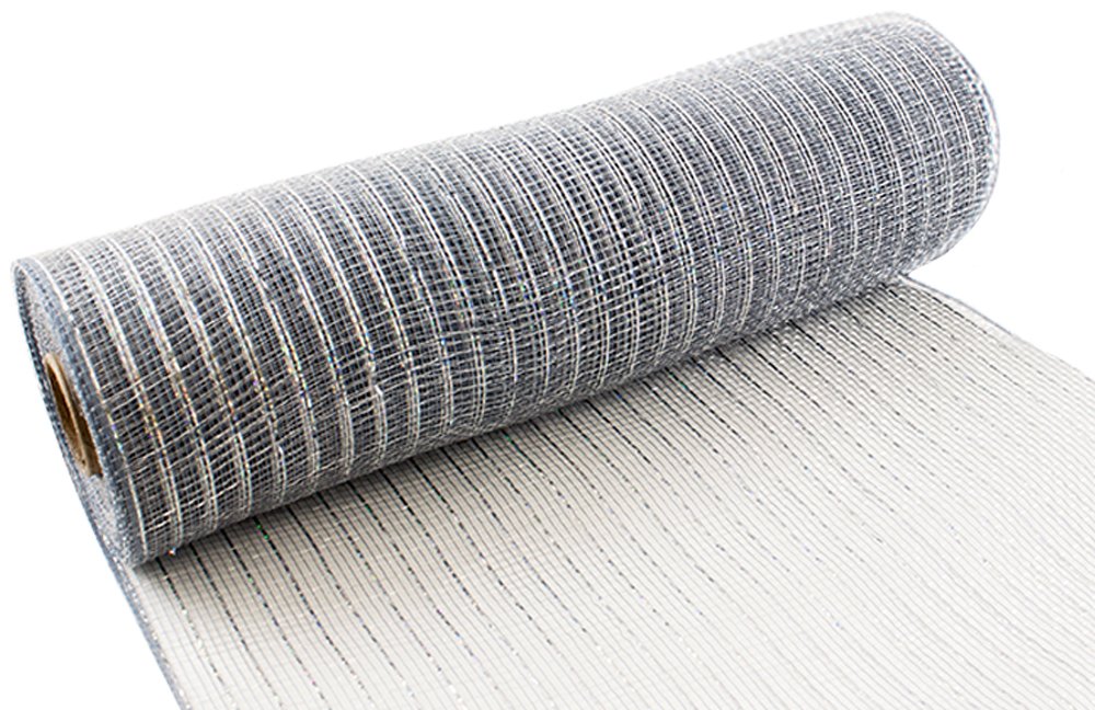 Eleganza Deco Mesh Metallic 25cm x 9.1m Silver No.24, Synthetic Material, 8.2 x 8.2 x 26.2 cm