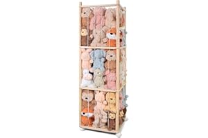 BENCHRY Stuffed Animal Storage, Wood Stuffed Animal Zoo Storage with Brake Wheels, Space Save Toy Organizer, Large Capacity Stuffed Animal Holder, Perfect for Nursery Playroom Kidroom Bedroom-54.3 Inch