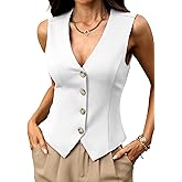 ELLEVEN High Stretchy Vest Tops for Women, Knit V-Neck Sleeveless Button Down Vest Business Casual Outfits