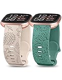Minyee 2 Packs Floral Engraved Band Compatible with
