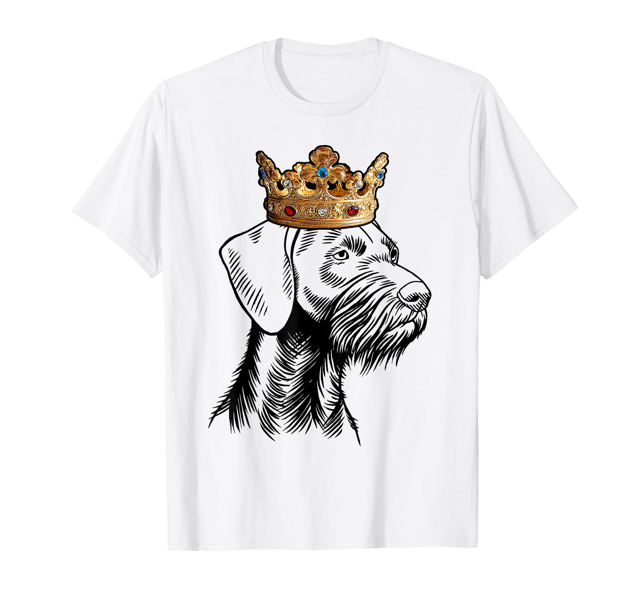German Wirehaired Pointer Dog Wearing Crown T-Shirt