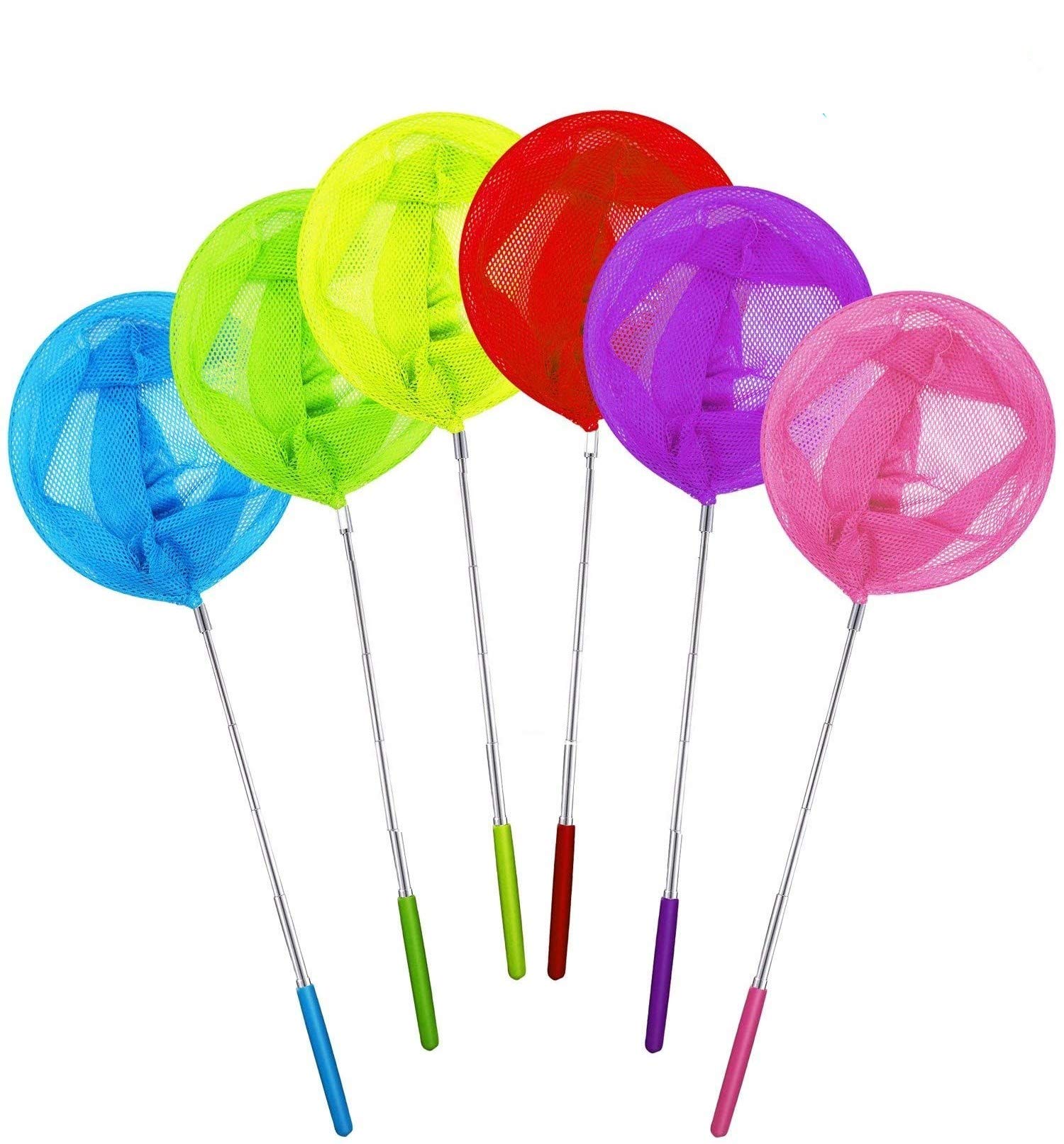 LATERN 6Pcs Telescopic Butterfly Net Fishing Nets Extendable from 37 to 86cm for Kids Catching Insects Bugs Outdoor Garden Activities [6 Color]